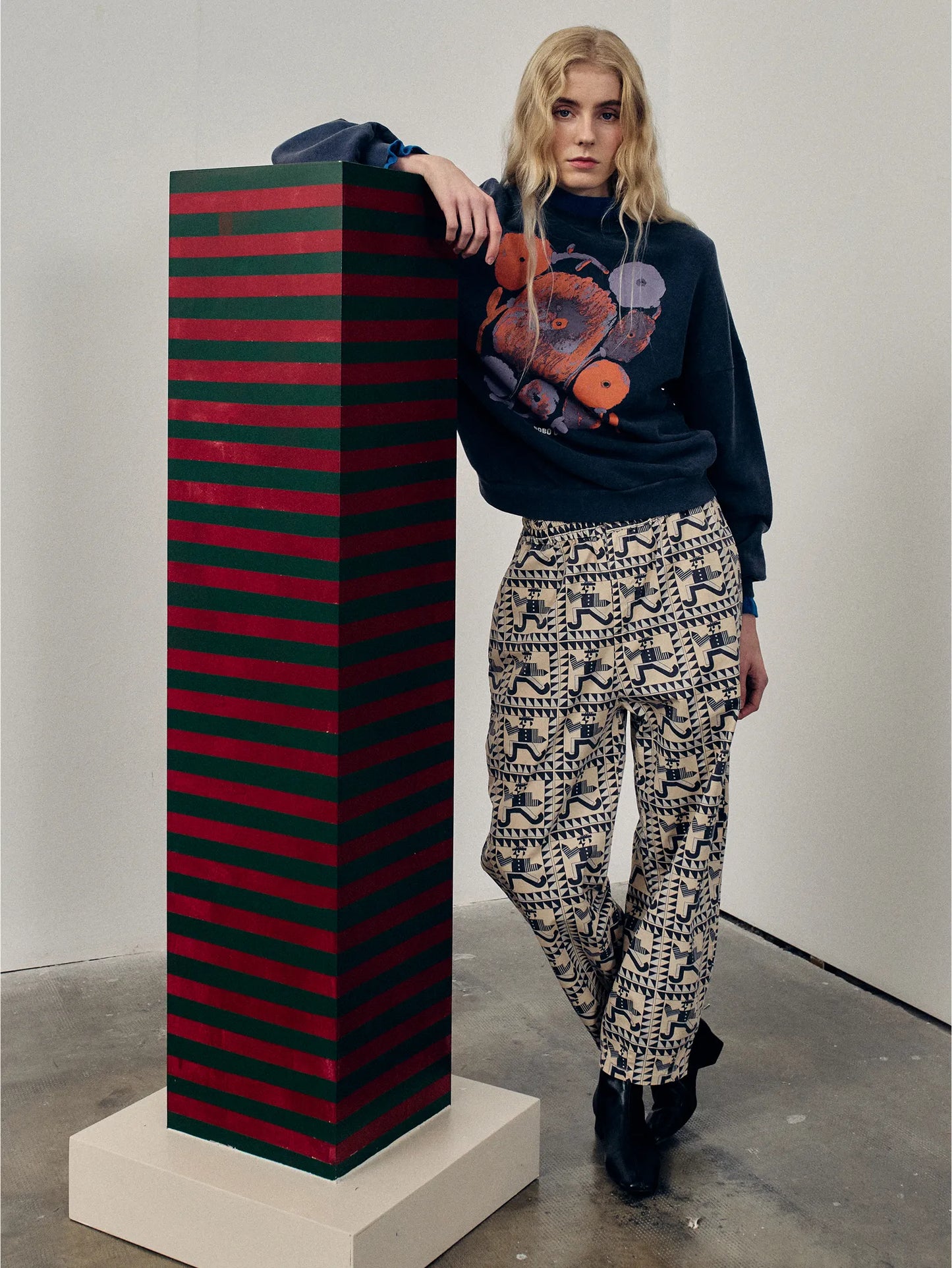 Mr Pencil pattern cocoon pants