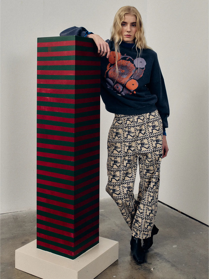 Mr Pencil pattern cocoon pants