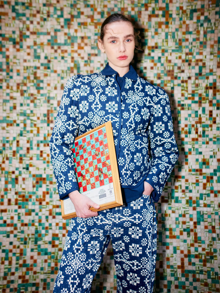 Kaleidoscope pattern cropped jacket