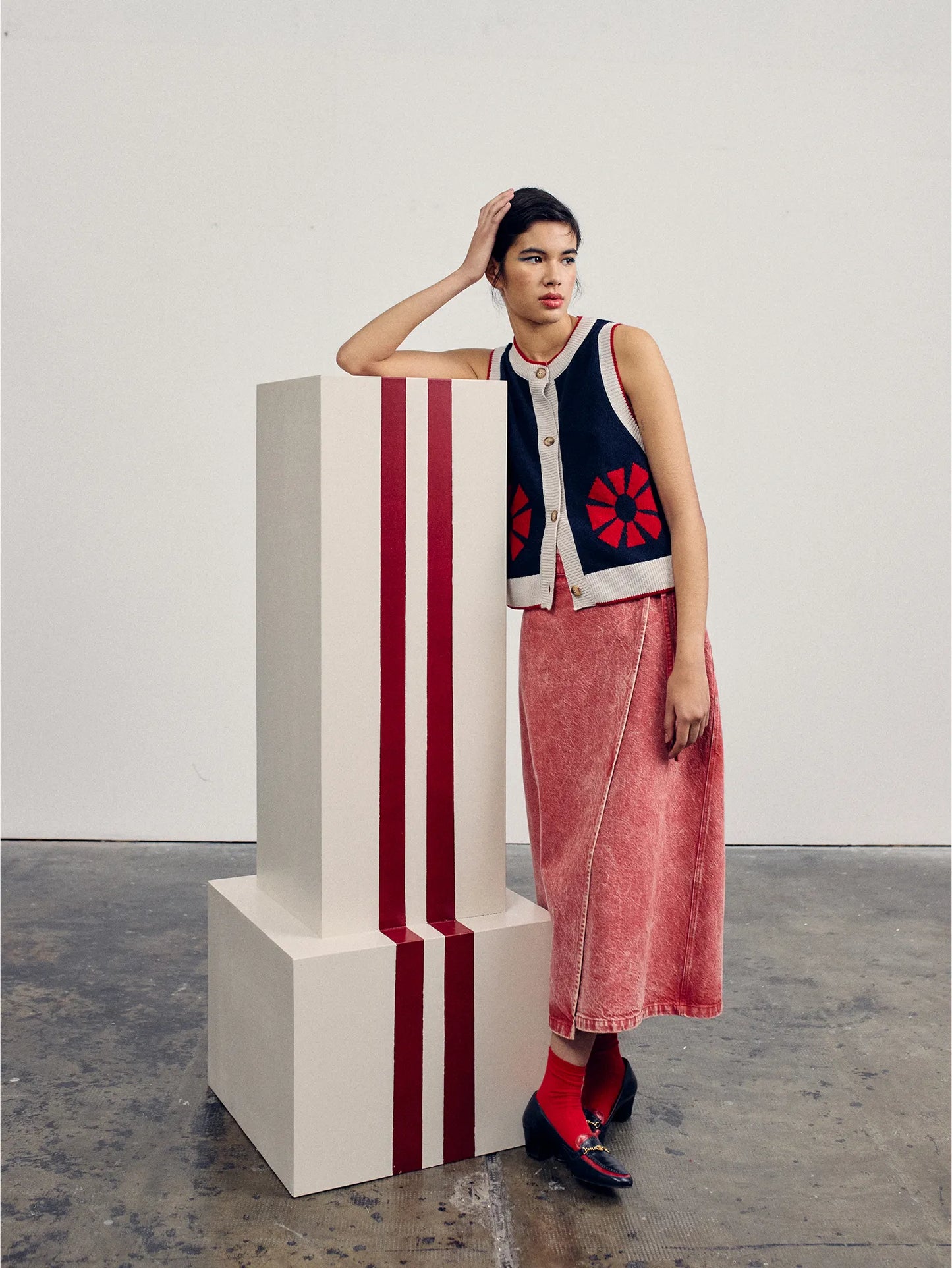 Gilet sans manches en maille Flower