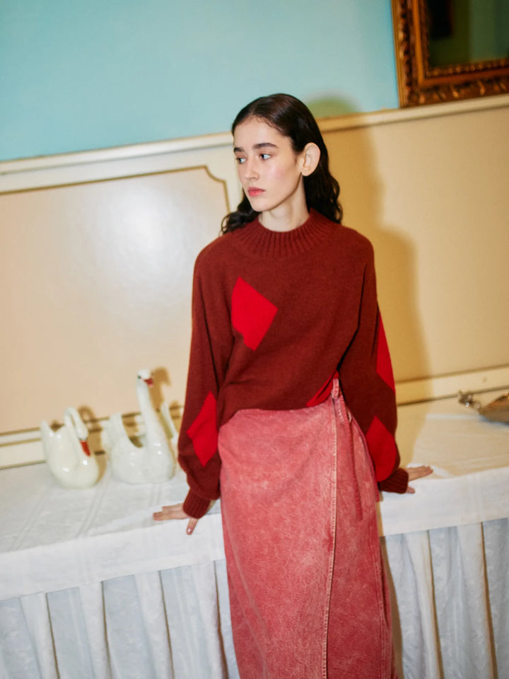 Diamond card turtle neck jumper