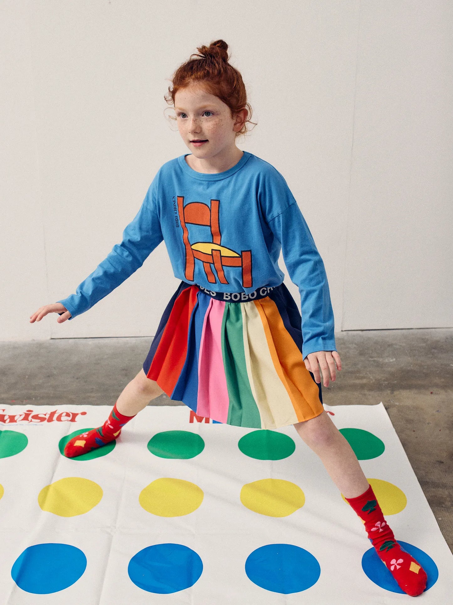 Bobo Color block pleated skirt