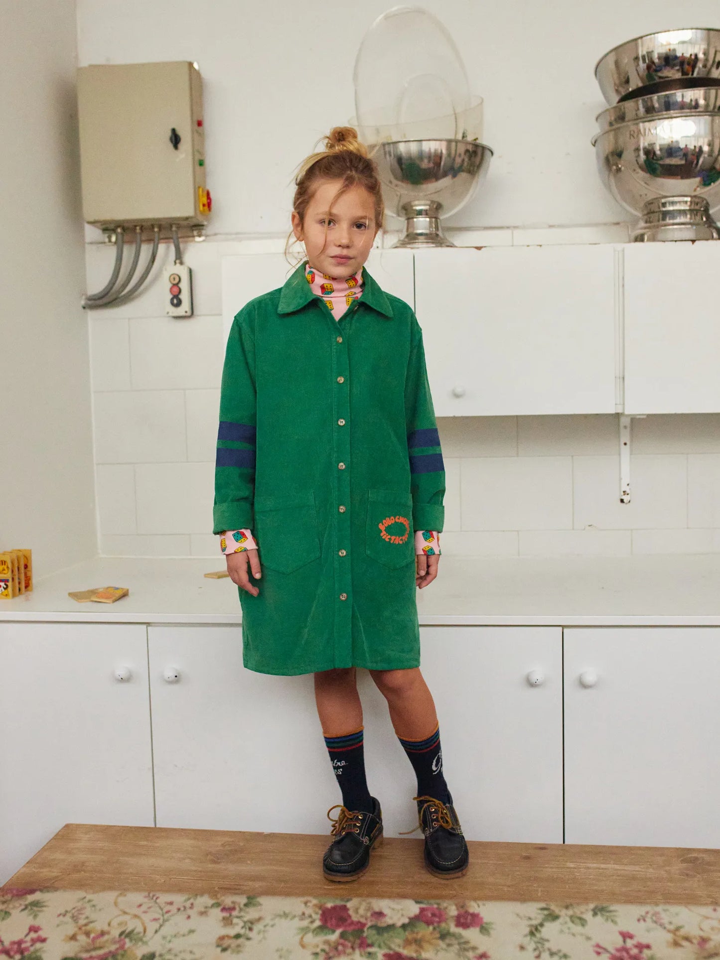 Tic Tac Toe corduroy shirt dress