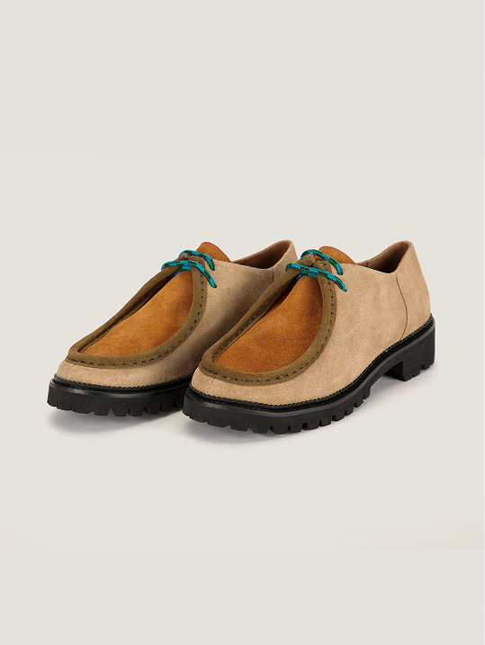 Color block suede wallabee shoes
