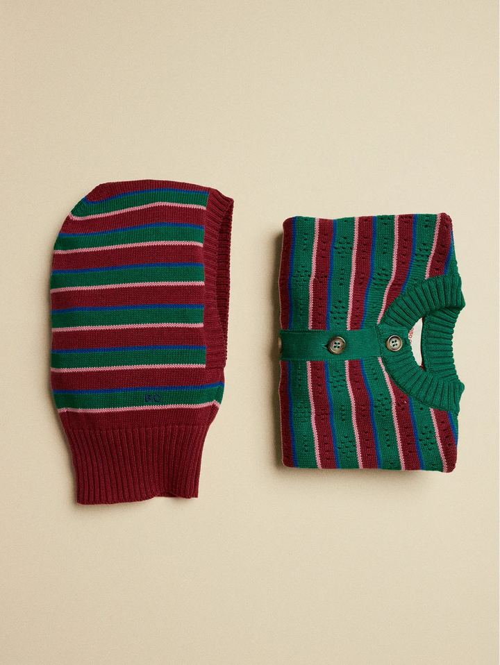 Tic Tac Toe striped cardigan set