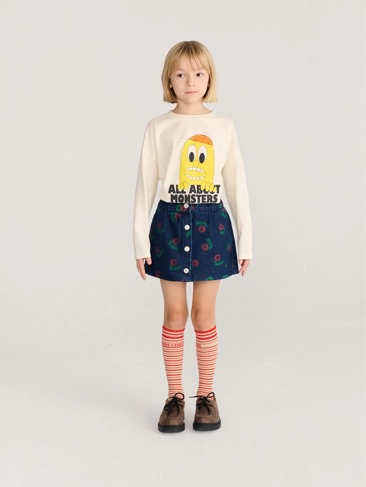 Falda vaquera con estampado integral Stamp Bloom