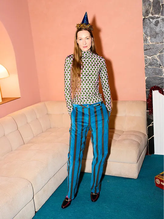 Gestreifte Samthose Allover