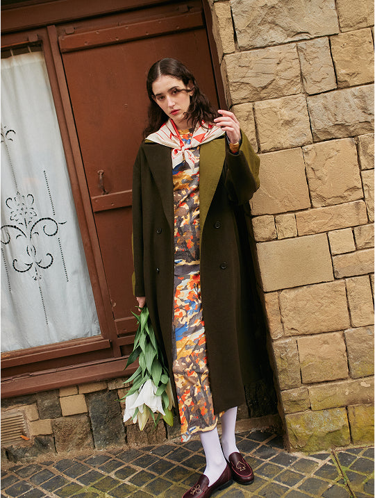 Wool blend long coat