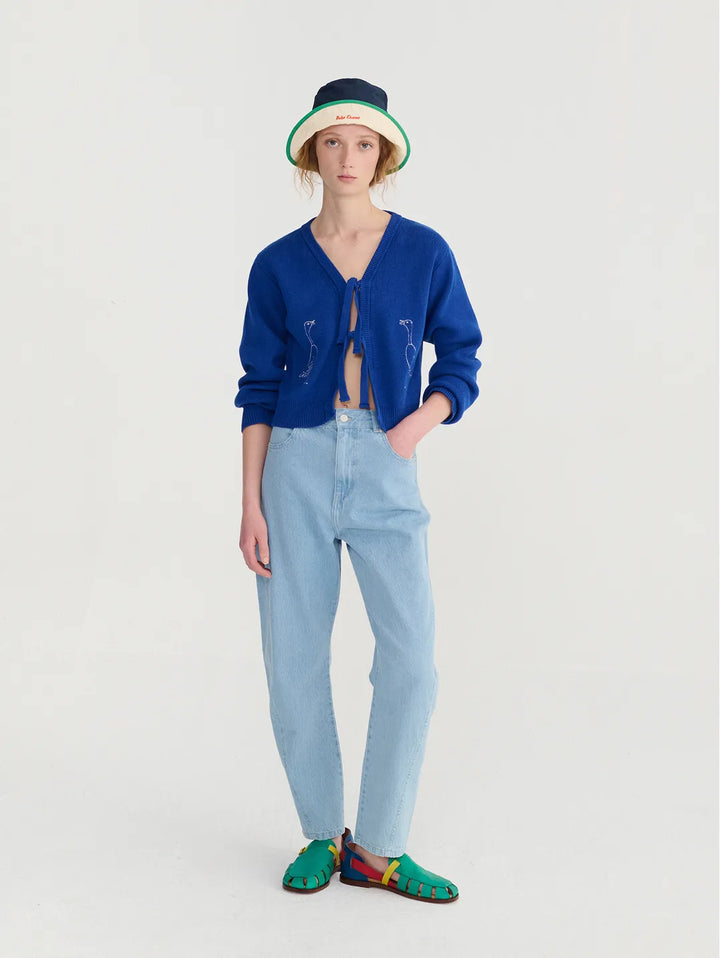 Summer trip bird cotton cropped cardigan