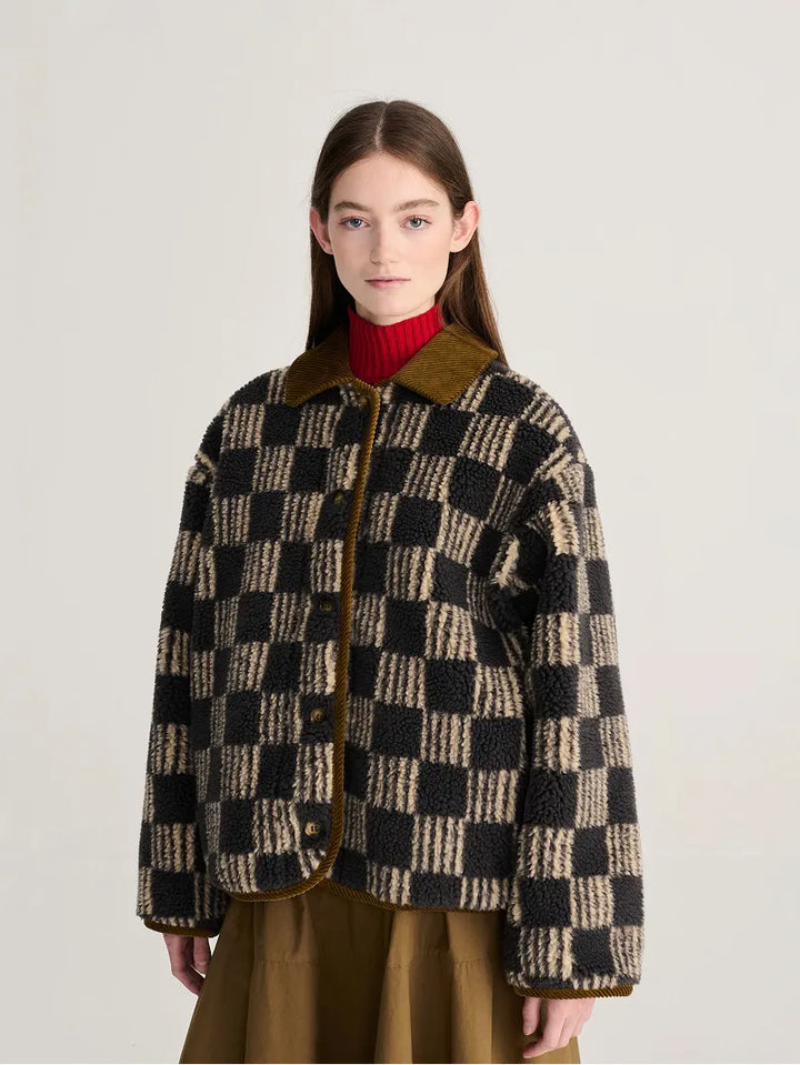 Almost Moiré all over sherpa jacket