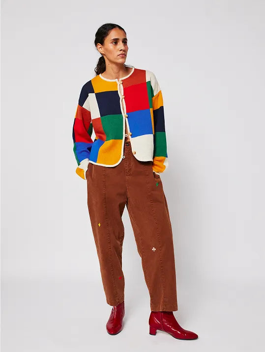 Multicolor Check buttoned cardigan