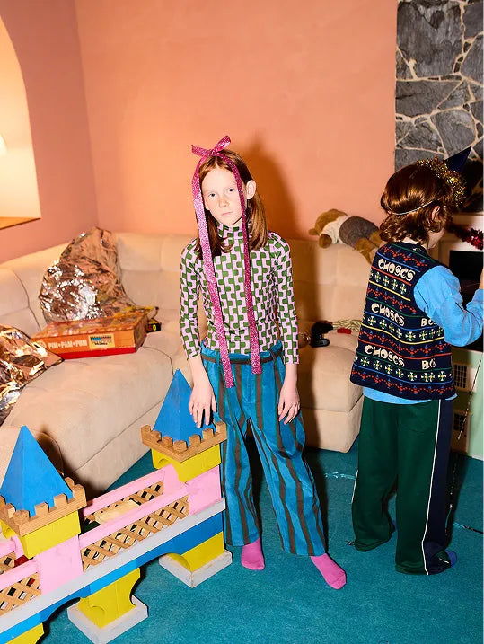 Stripes velvet chino pants