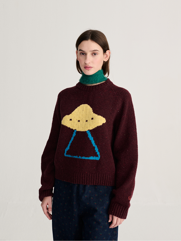 Pixel Abduction jacquard wool blend jumper