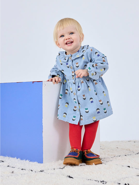 Game Pawns all over light denim dress