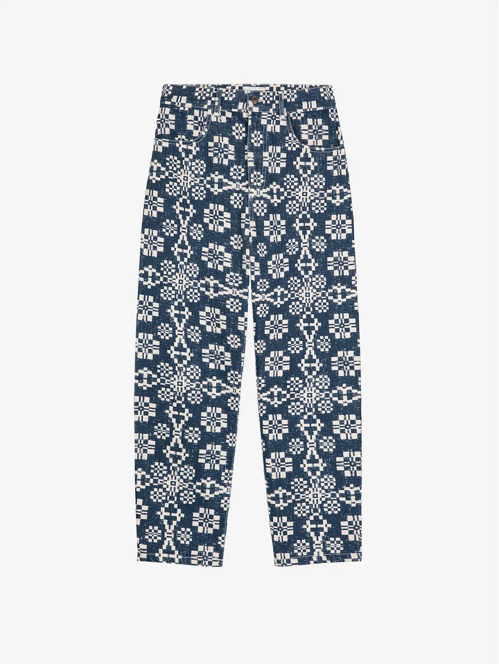 Kaleidoscope pattern high waist jeans