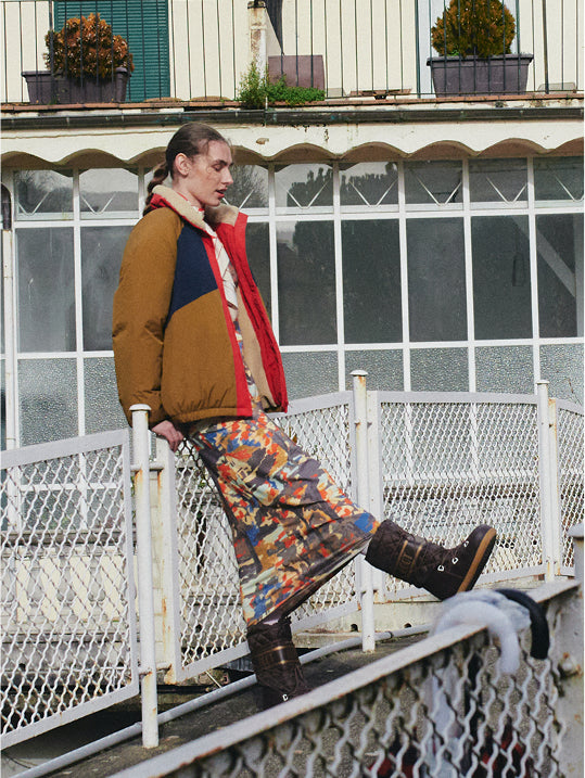 Color block ranglan sleeve padded puffer