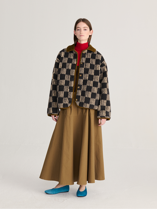 Almost Moiré all over sherpa jacket