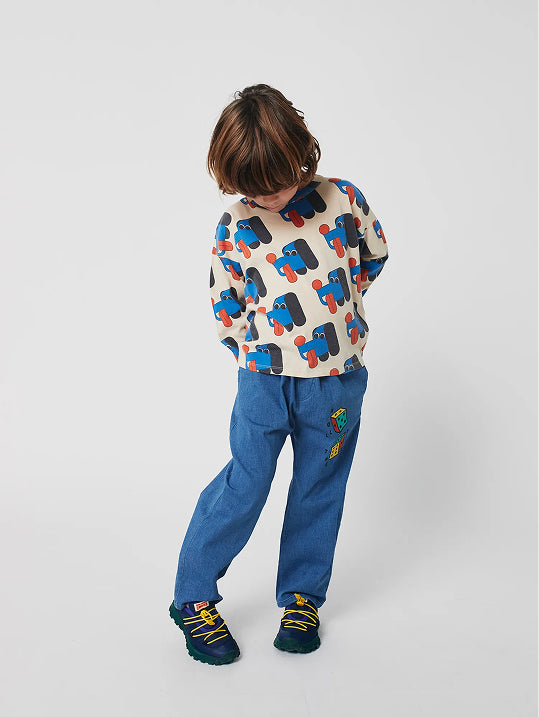 Roll the dice light denim pants