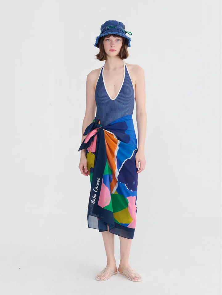 Cut-out seersuker swimsuit