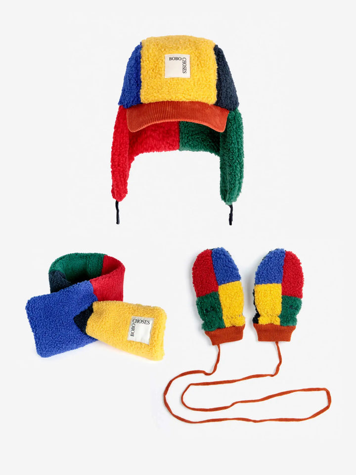 Colorblock sheepskin set