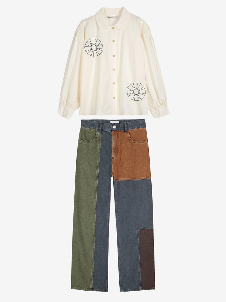 Color block denim look