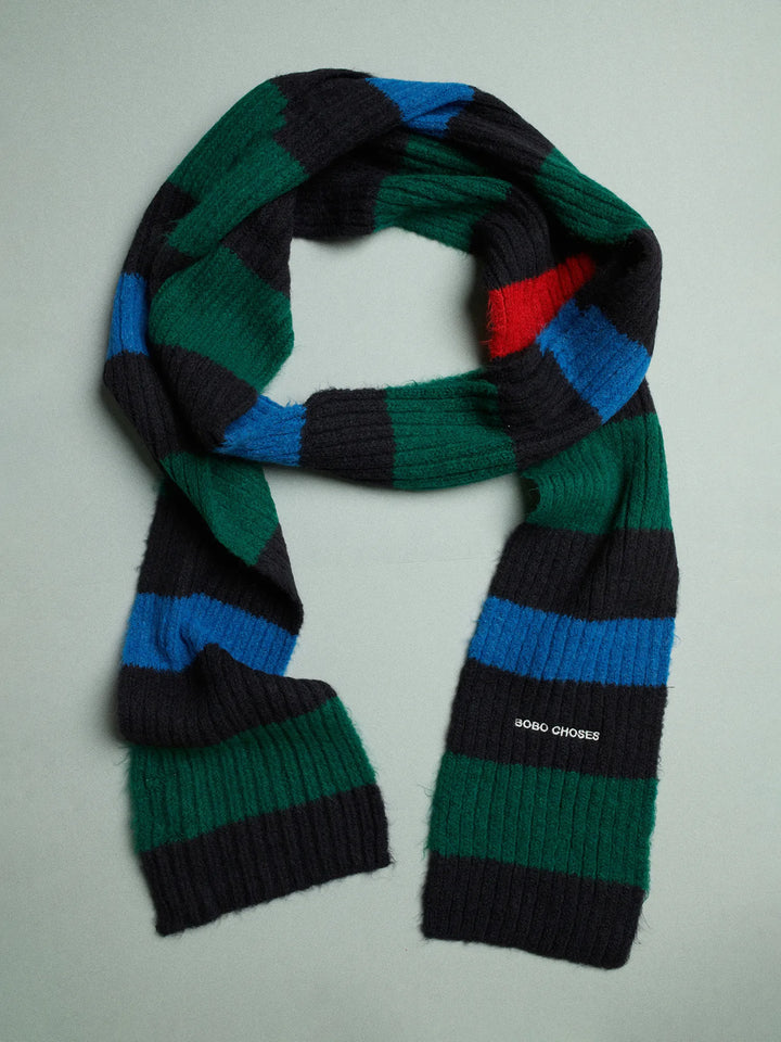 Striped knitted beanie & scarf set