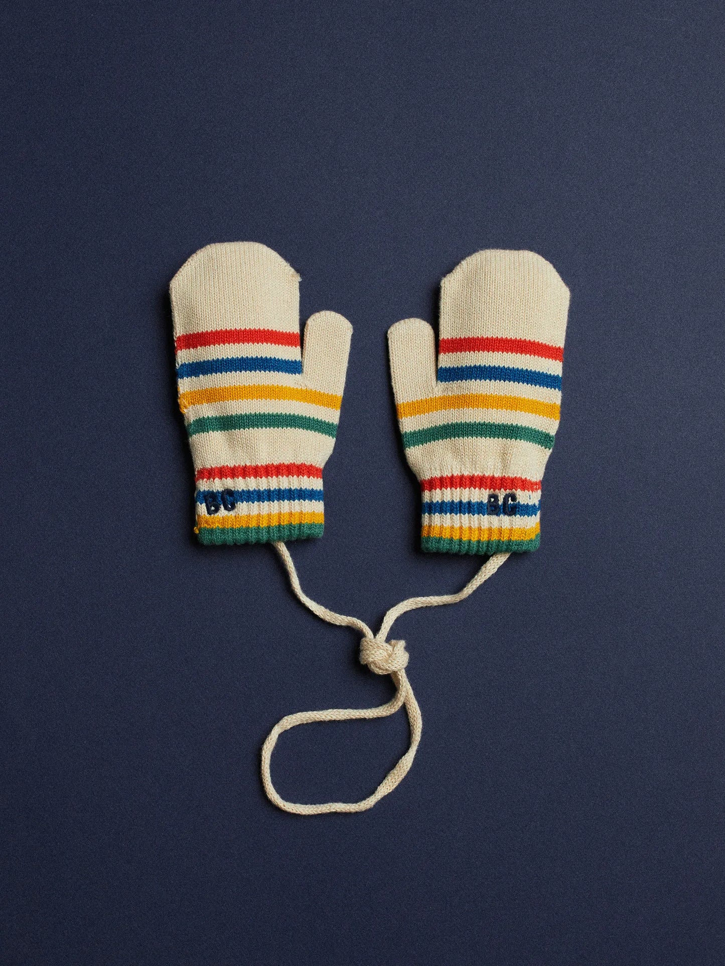 Tic Tac Toe knitted striped mittens