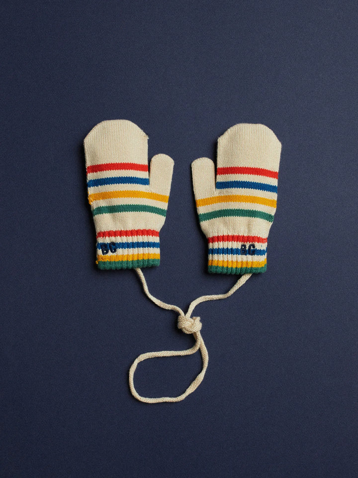 Tic Tac Toe knitted striped mittens