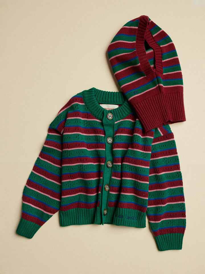 Tic Tac Toe striped cardigan set