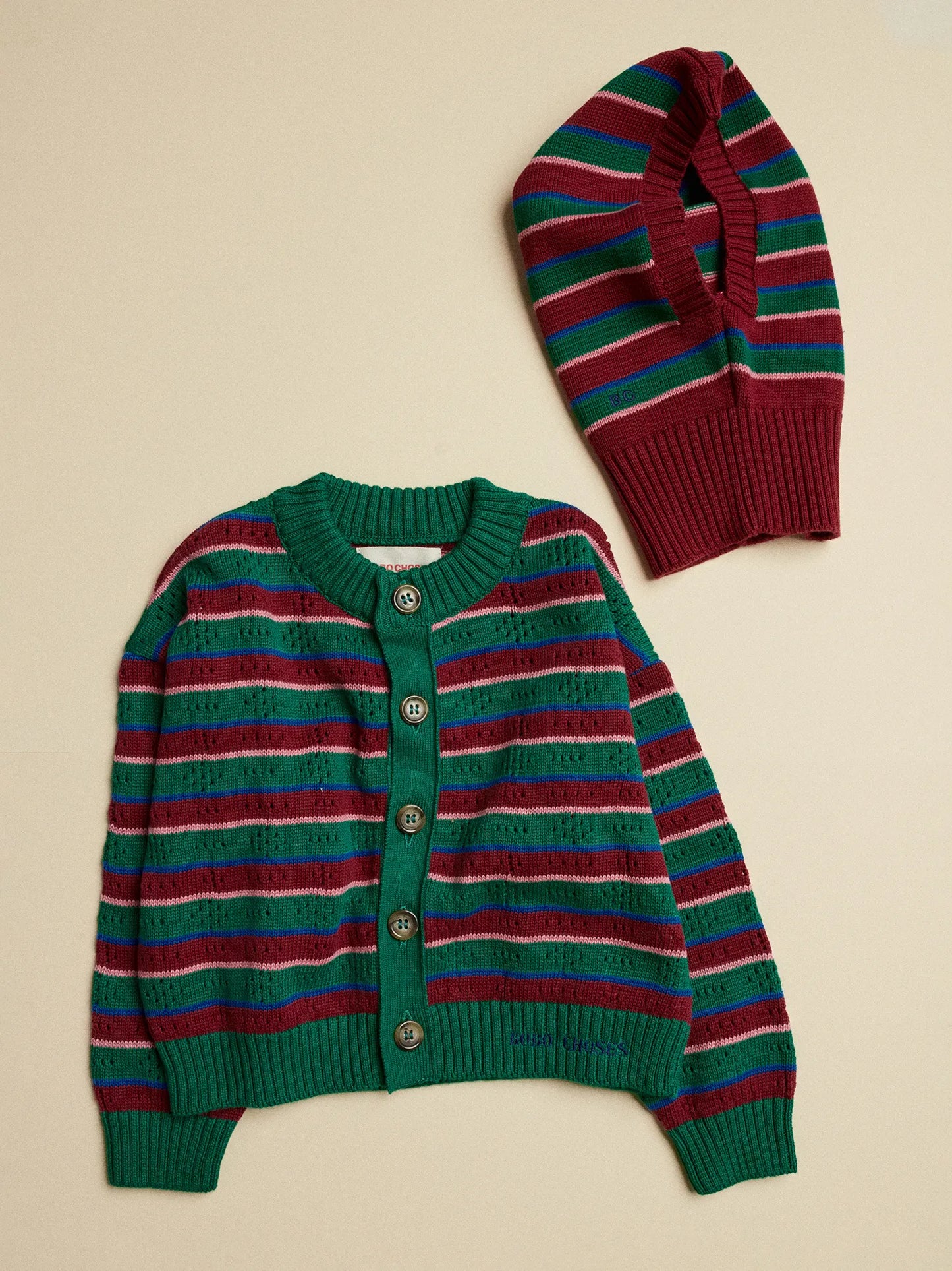 Tic Tac Toe striped cardigan set