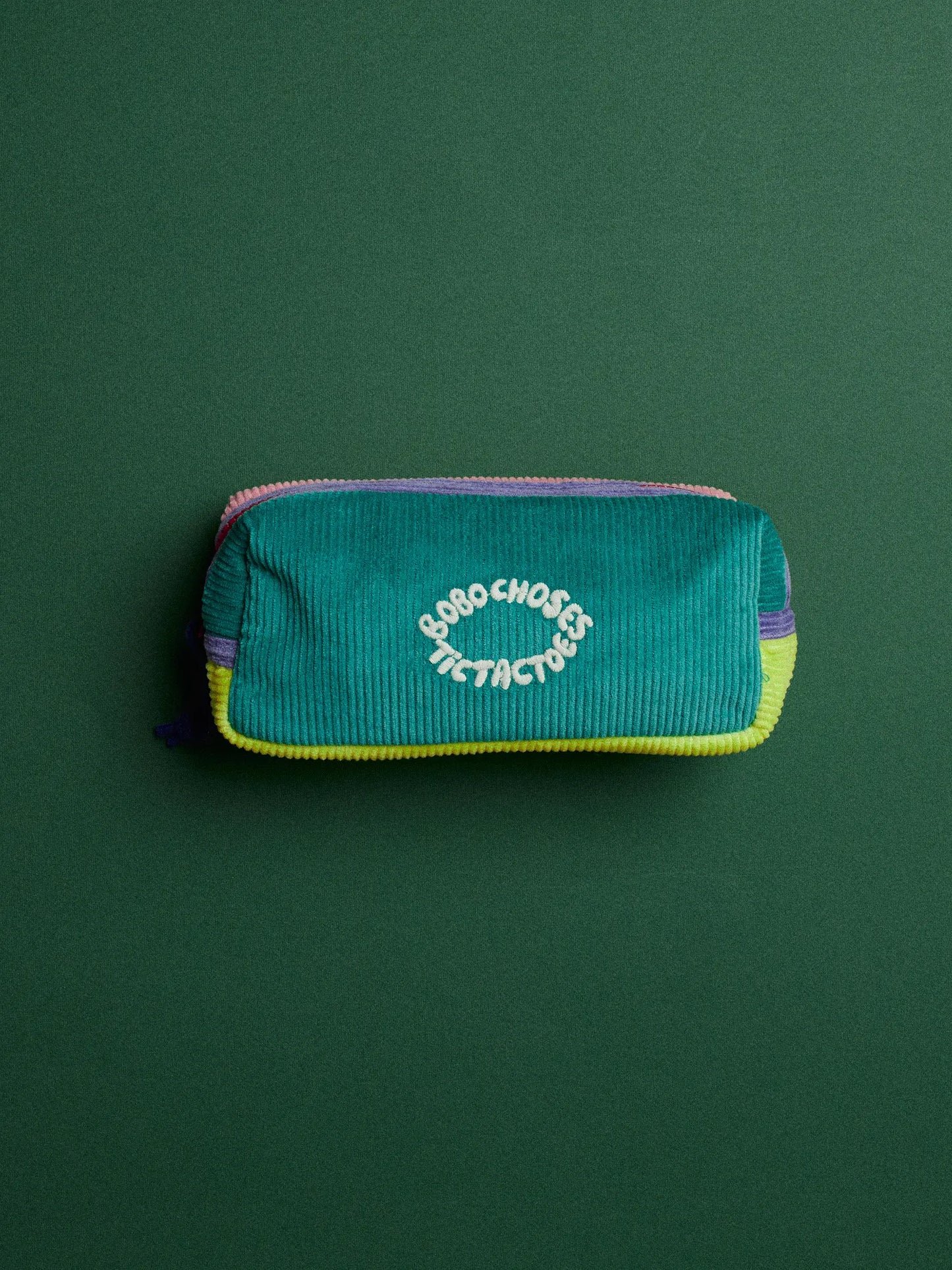 Tic Tac Toe color block corduroy pencil case