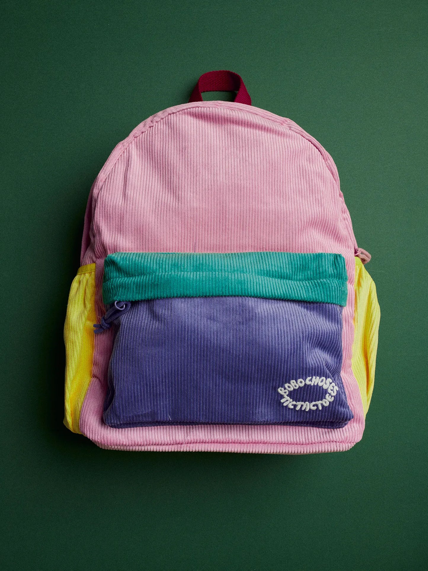 Tic Tac Toe color block corduroy school bag