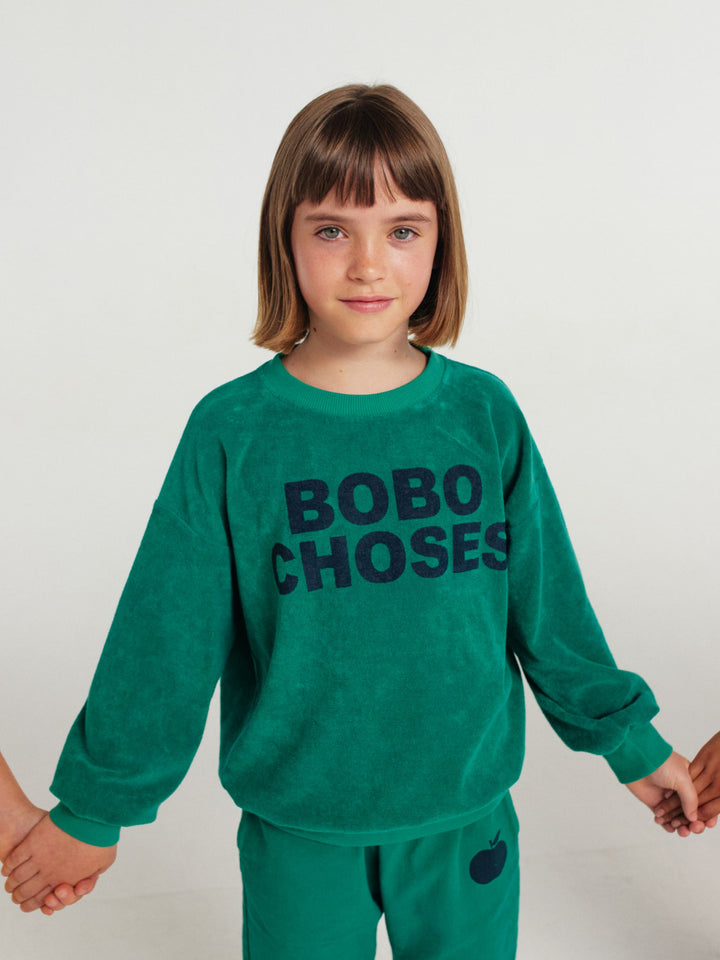 Sweatshirt vert en éponge Bobo Choses