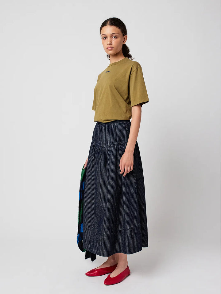Denim skirt look