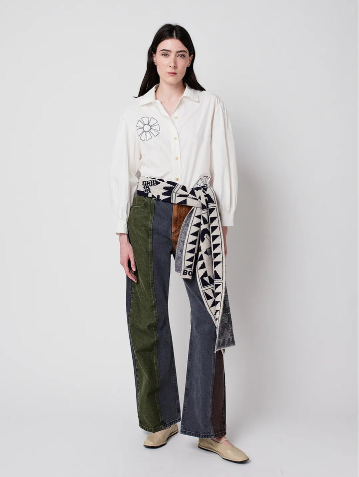 Color block denim look