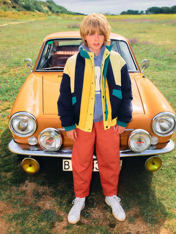 Smiling color block jacket