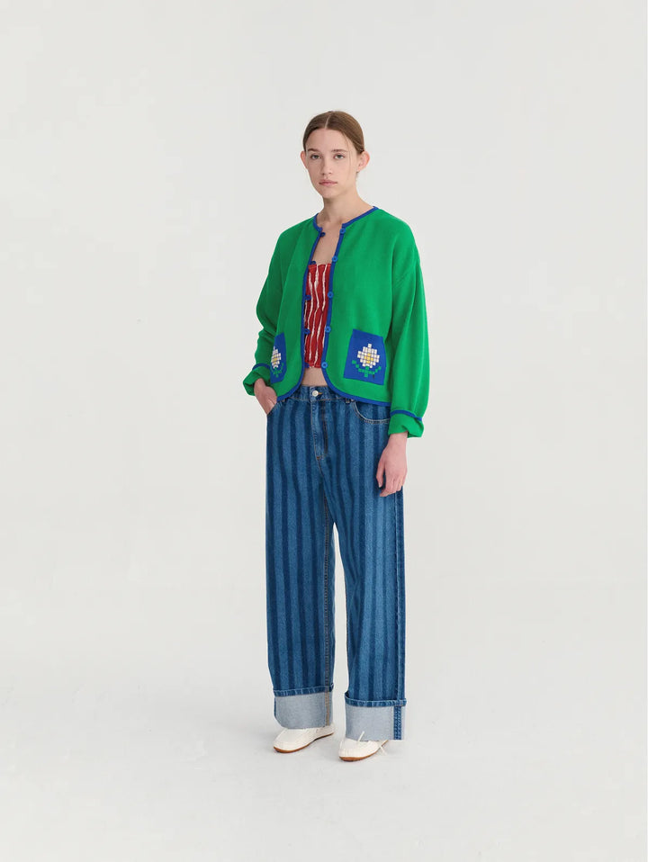 Pixel Daisy fine cotton cardigan