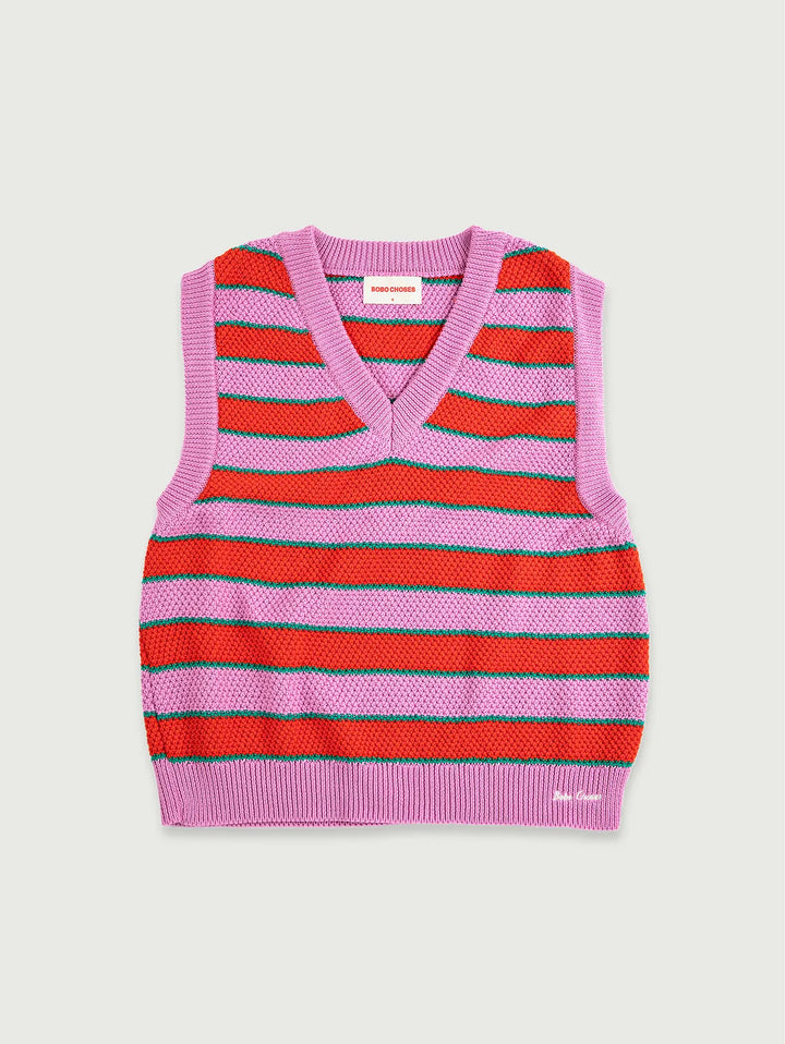 Striped V-neck vest