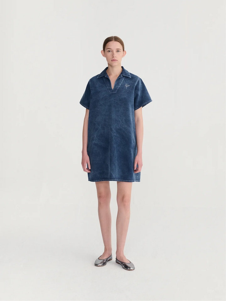 Washed polo twill dress