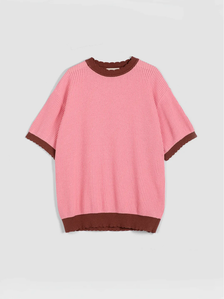 Openwork knitted cotton jumper