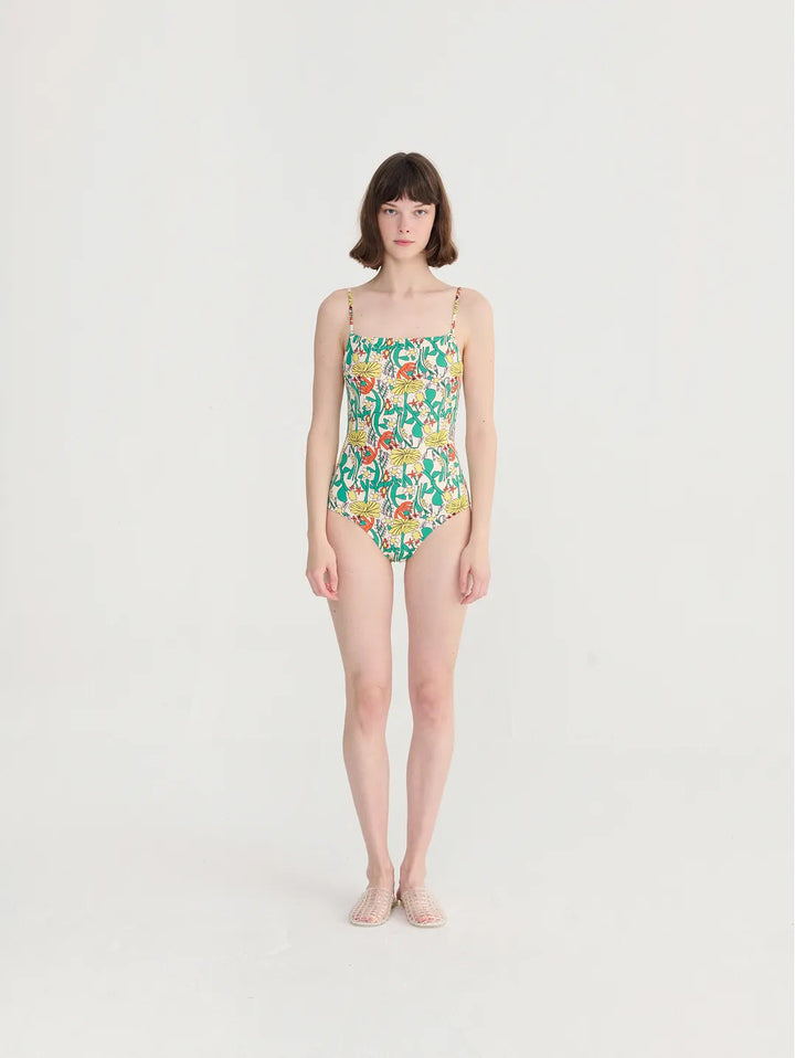 Color herbalist pattern recycled swimsuit