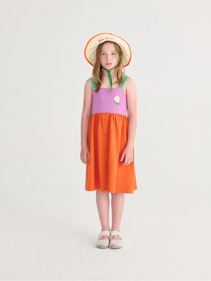 Pixel Daisy color block woven dress