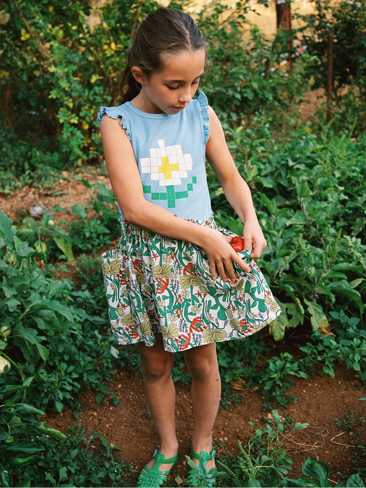 Pixel Daisy ruffled top
