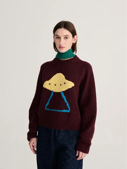Pixel Abduction jacquard wool blend jumper