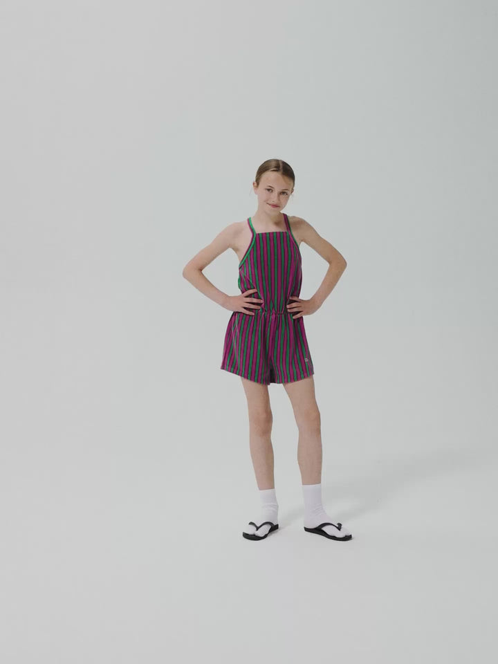 Striped terry cloth playsuit