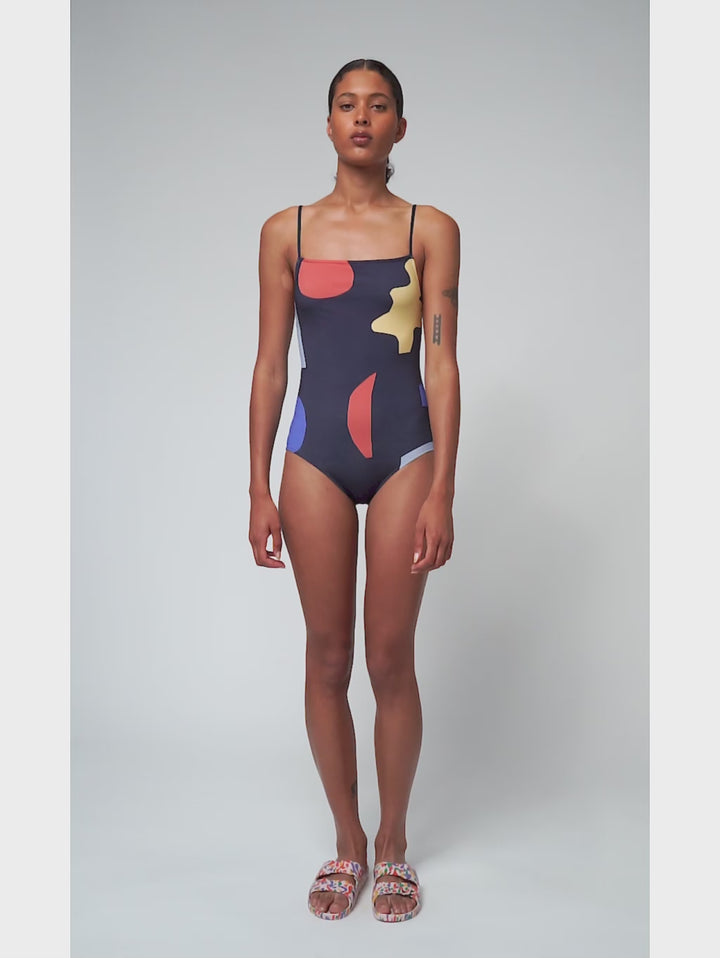 여름밤 풍경 프린트 스윔수트