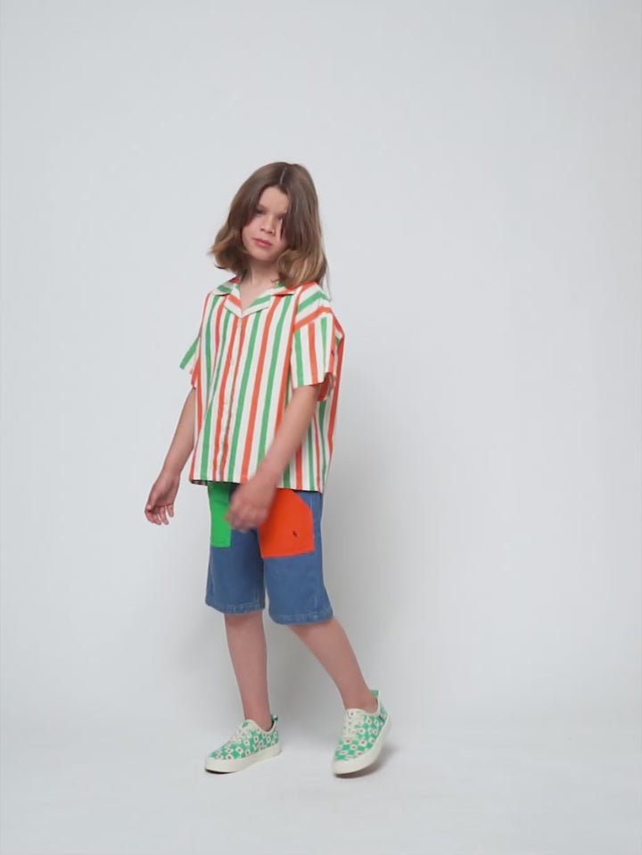 Color Block denim bermuda shorts