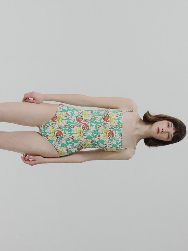 Color herbalist pattern recycled swimsuit
