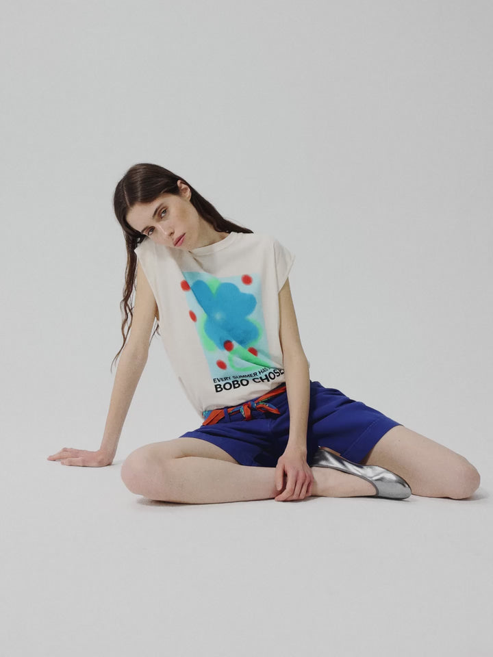 Pleated twill bermudas