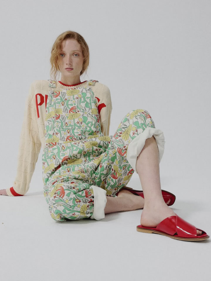 Color Herbalist pattern twill dungaree